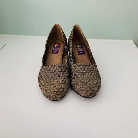 Zee Alexis Pewter/Bronze Metallic Woven Meshy Wedge (36) - Picture 1 of 5